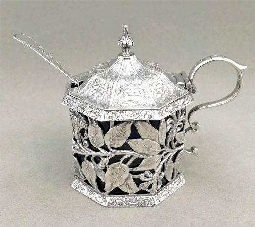A Superb Victorian Fully Cast Silver Mustard Pot
