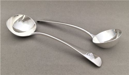fig 1. A pair of Victorian silver gravy ladles by George Adams