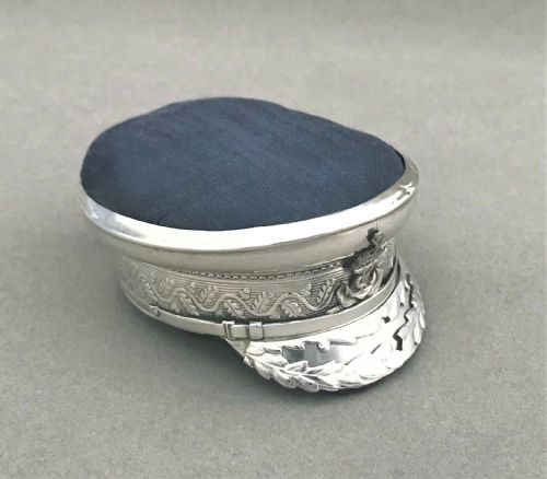 A Rare Chester Silver Admirals Cap Pin Cushion