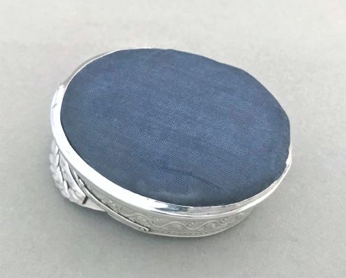 fig 1. A rare Chester silver Admirals Cap pin cushion