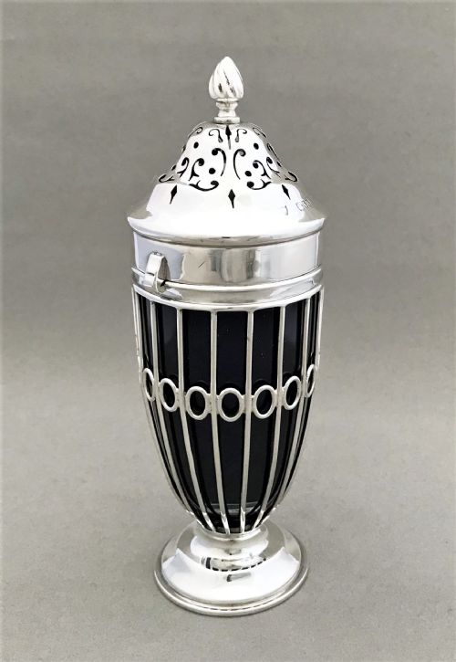 An Elegant Edwardian Silver Wirework Sugar Caster