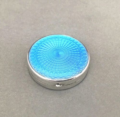 A Lovely Silver and Guilloche Enamel Pill Box