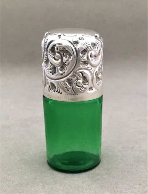 fig 1. A silver mounted Edwardian scent bottle
