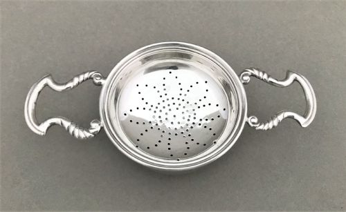 fig 1. A charming silver tea strainer & drip cup