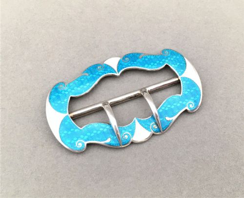 fig 1. An Edwardian silver & guilloche enamel belt buckle