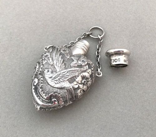 fig 1. An exquisite silver heart shaped scent bottle by Sampson Mordan