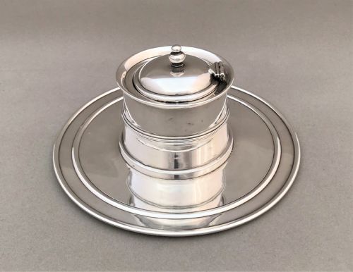 fig 1. An Edwardian silver 'Fishing reel' inkwell