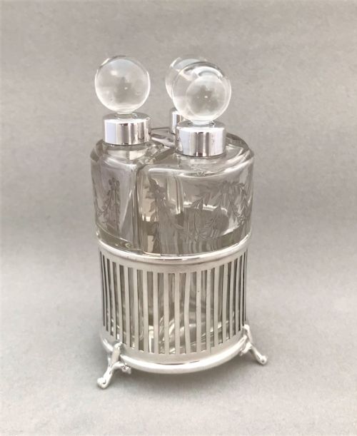 fig 1. A gorgeous Edwardian silver mounted trio of scent bottles