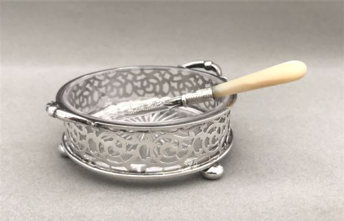 A Victorian Silver Butter Dish and Knife