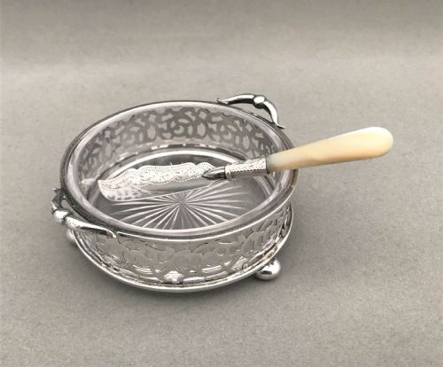 fig 1. A Victorian silver butter dish and knife