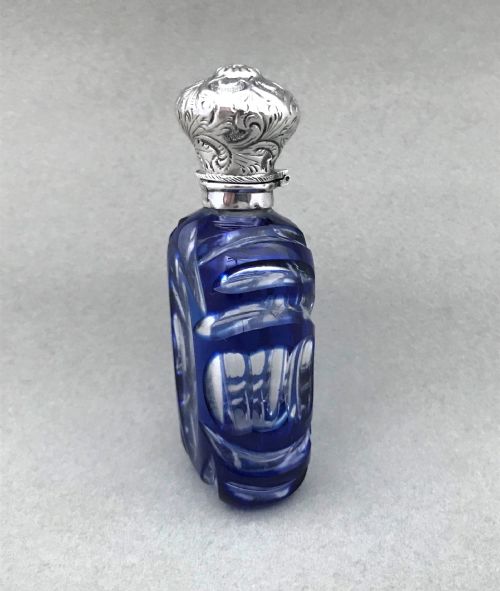 fig 1. A gorgeous Victorian silver mounted overlay scent bottle