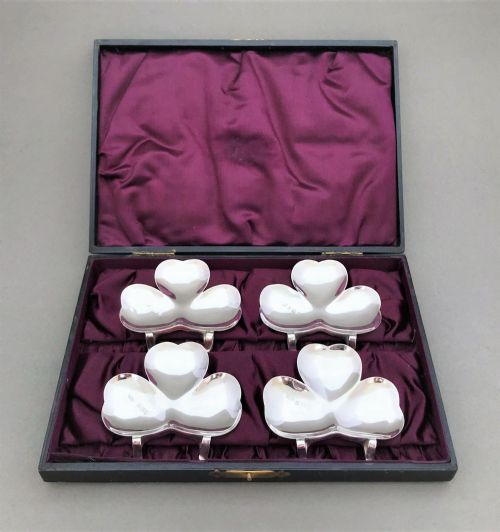 A Rare Set of Edwardian Silver Pip/stone Trays