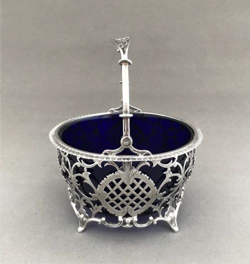 fig 1. A superb pierced silver swing handled basket