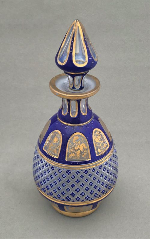 fig 1. A fabulous overlay and gilded Bohemian cologne bottle