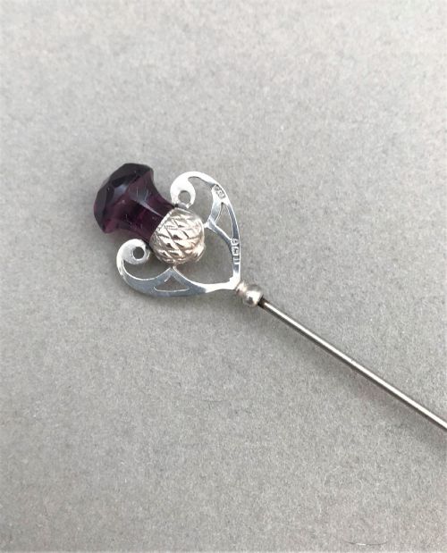 A Gorgeous Silver Hatpin with Thistle Motif Terminal