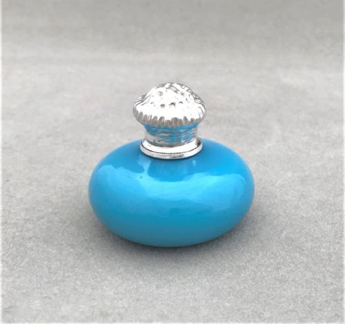 A Gorgeous Silver Mounted Opaline Scent Bottle