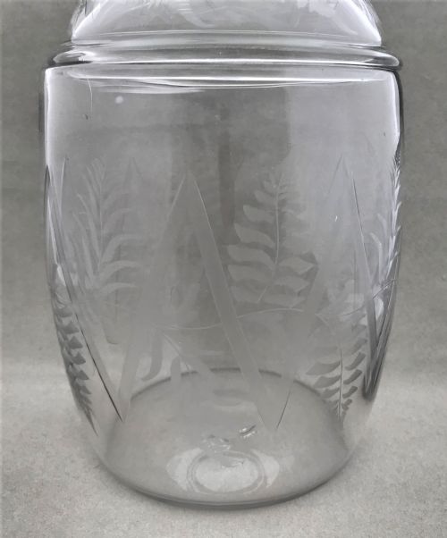 fig 1. A lovely Victorian etched glass biscuit barrel