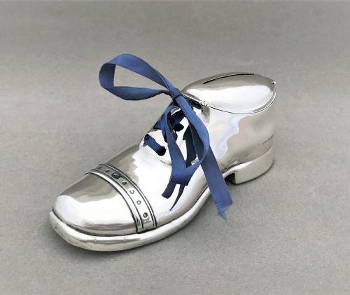An Extremely Rare Novelty Silver 'Shoe' Money Box