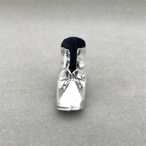 fig 1. A delightful silver 'old boot' pin cushion