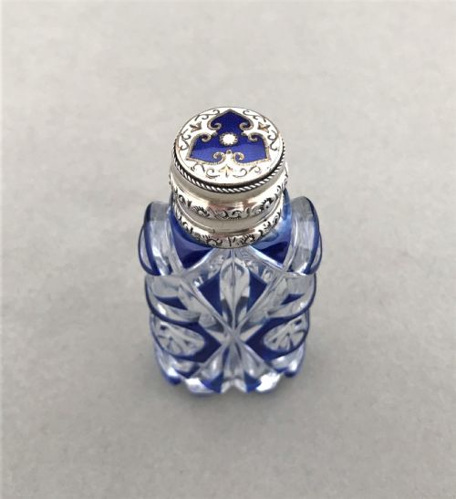 A Superb Victorian Silver & Enamel Mounted Scent Bottle