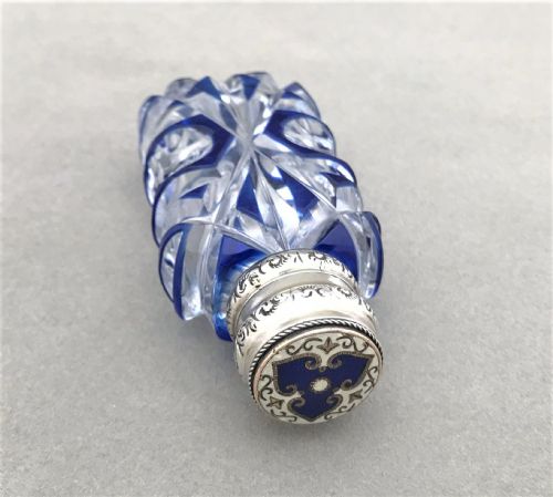 fig 1. A superb Victorian silver & enamel mounted scent bottle