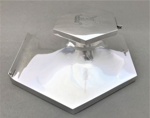An Imposing and Handsome Silver Desk Inkwell