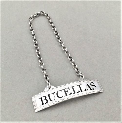 A Rare Georgian Silver 'Bucellas' Decanter Label
