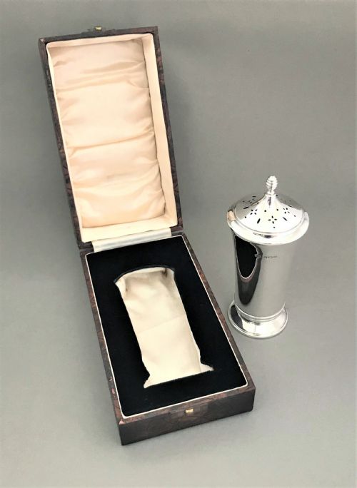 fig 1. A superb boxed Art Deco silver sugar caster