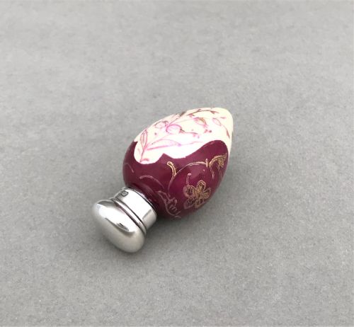 A Gorgeous Victorian Silver Mounted Egg Scent Bottle
