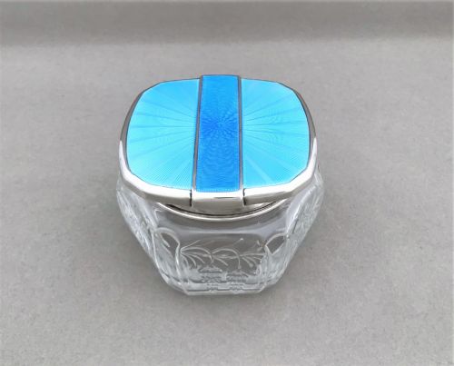 An Outstanding Silver & Guilloche Enamel Powder Bowl