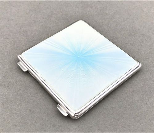 A Superb Art Deco Silver & Guilloche Enamel Compact
