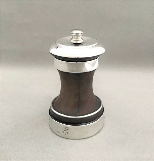 An Unusual Mid-victorian Silver Mounted Pepper Grinder