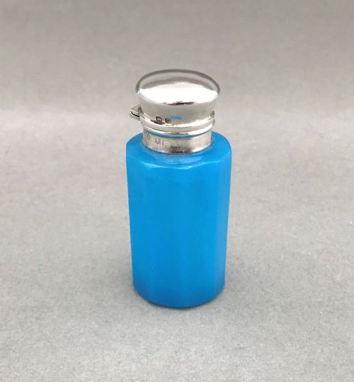 An Unusual Silver Mounted Opaline Scent Bottle