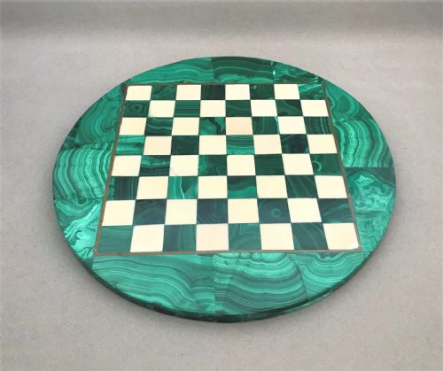 A Vintage Italian Malachite and Marble Chessboard