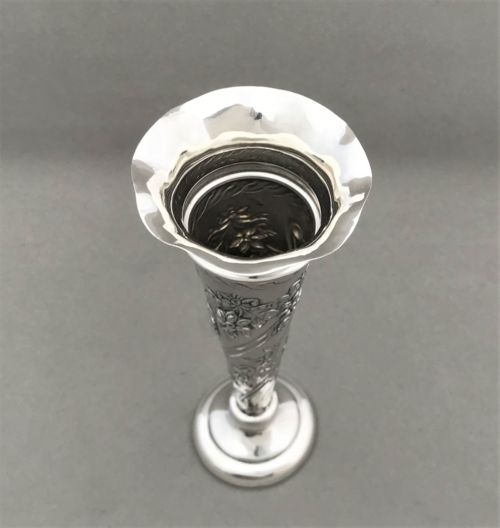 fig 1. A gorgeous William Comyns silver trumpet vase