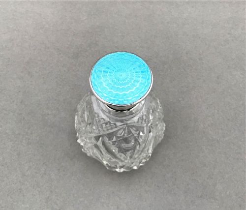 fig 1. A gorgeous Art Deco small silver & enamel cologne bottle