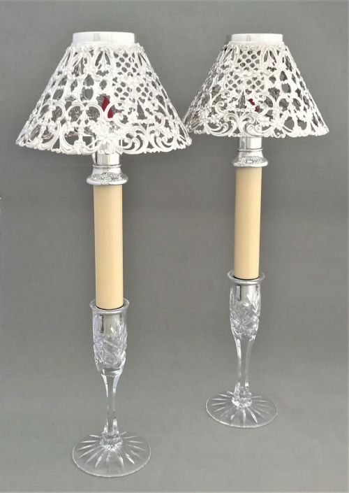 A Fabulous Pair of Sterling Silver Candle Shades and Sticks