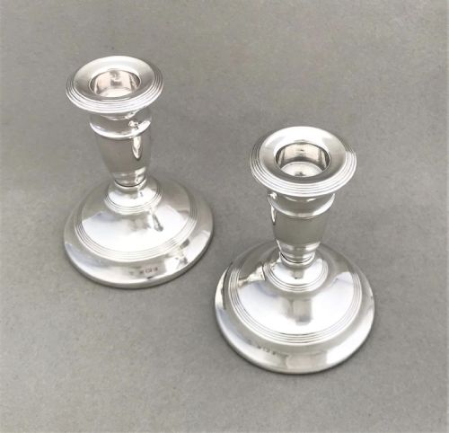 fig 1. A good pair of dwarf solid silver candlesticks