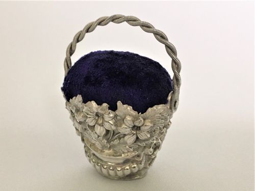 A Charming Georgian Silver Basket Pin Cushion