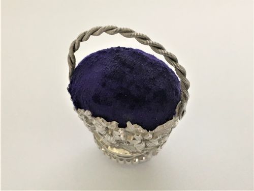 fig 1. A charming Georgian silver basket pin cushion