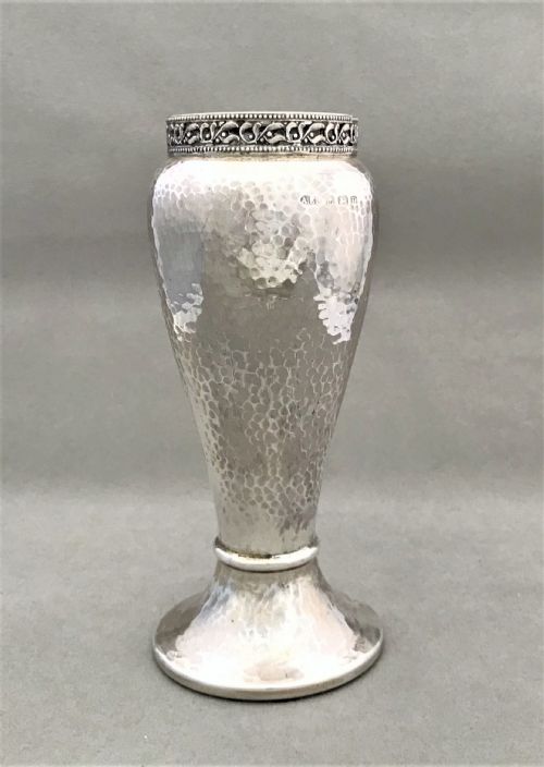 fig 1. A fabulous A E Jones Arts & Crafts silver vase