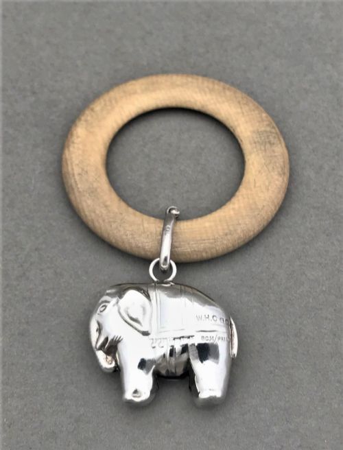fig 1. A charming & collectable silver elephant baby's rattle