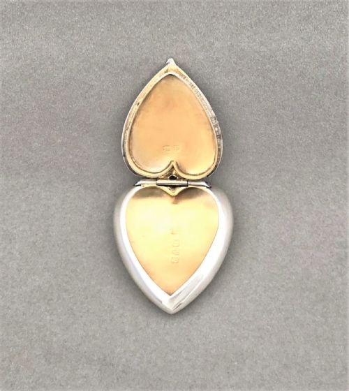 fig 1. A Victorian Chester silver heart shaped pillbox