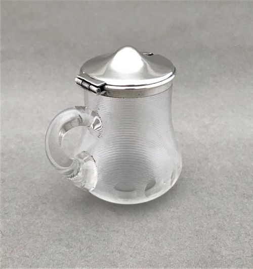 fig 1. An unusual silver mounted mustard pot & spoon