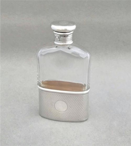 A Gorgeous Small Silver Mounted Hip Flask