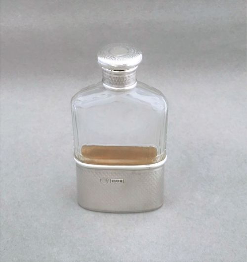fig 1. A gorgeous small silver mounted hip flask