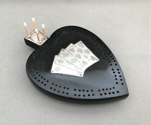 fig 1. An outstanding Victorian silver mounted cribbage board