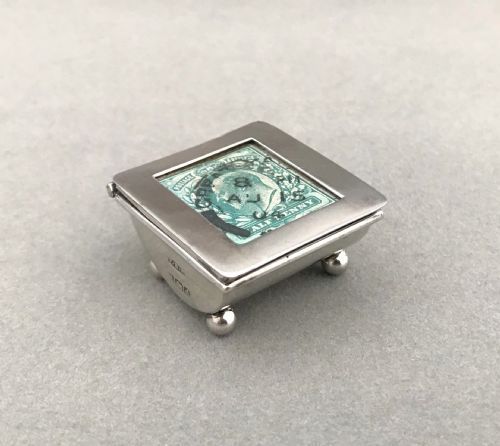 A Delightful Edwardian Silver Stamp Box