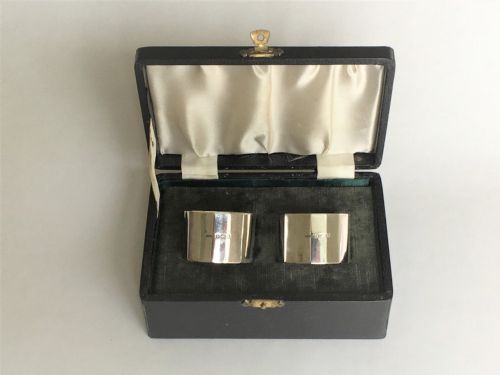A Handsome Pair of Boxed Art Deco Silver Napkin Rings