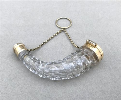 A Victorian Silver Mounted Cornucopia Scent Flask